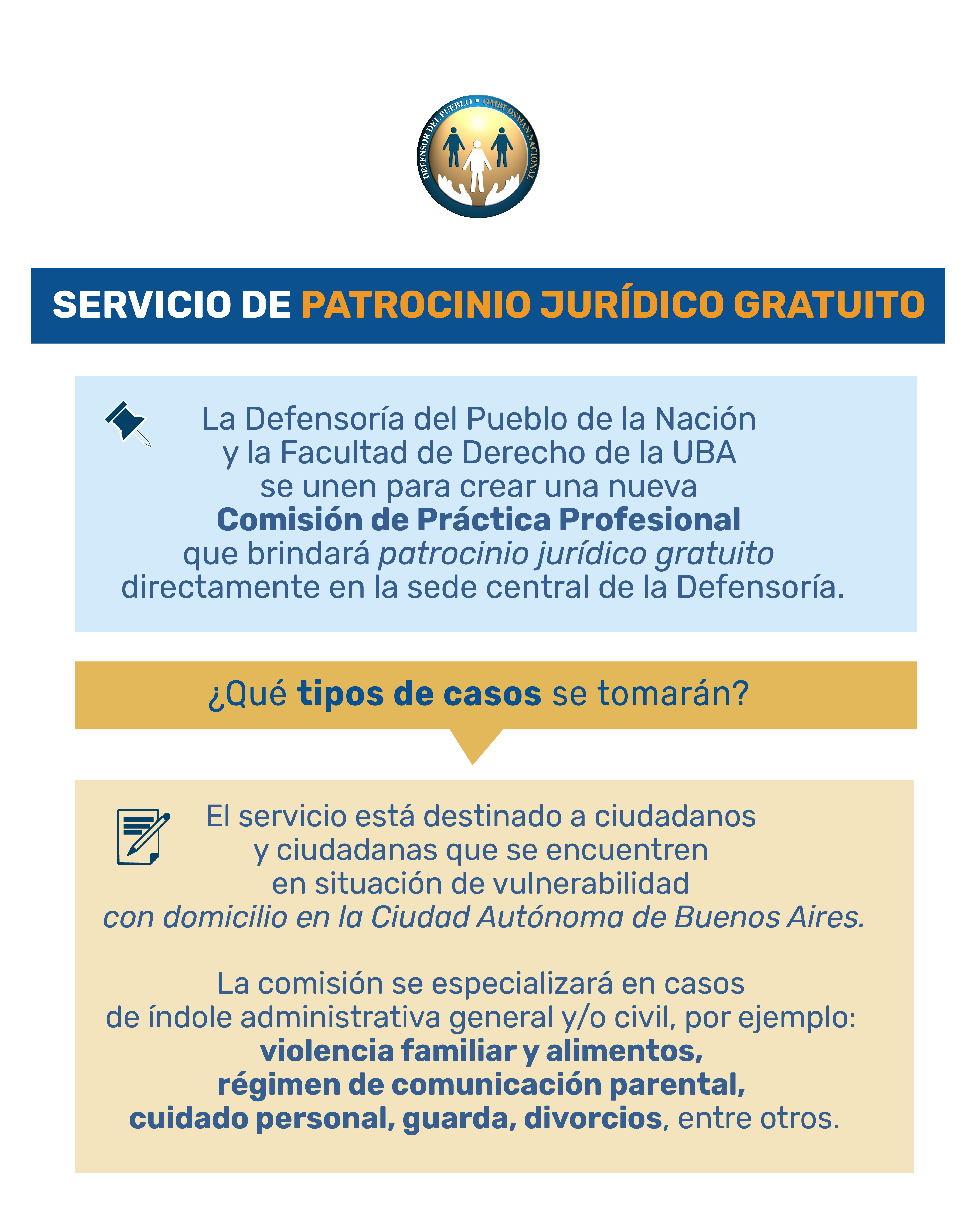 La Defensoría del Pueblo de la Nación y la UBA lanzan un servicio de patrocinio jurídico gratuito para la ciudadanía